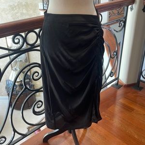 MINKPINK- Drawstring Satin MIDI Skirt in Black. Size- M